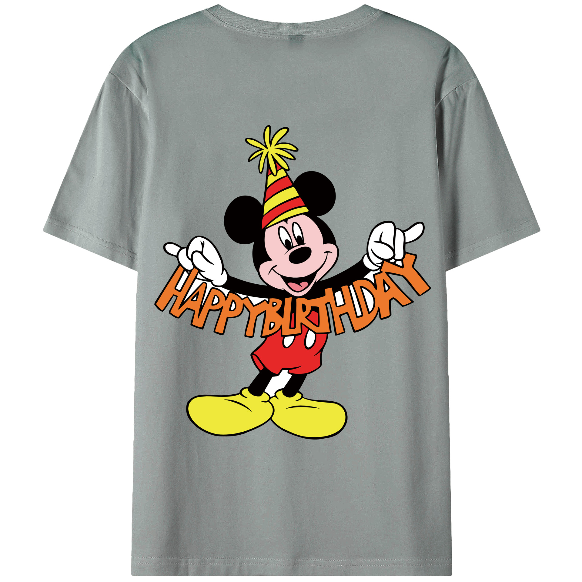 ミッキーマウス Mickey Mouse 綿100％ メンズ半袖Tシャツ（バックプリント） 通気性